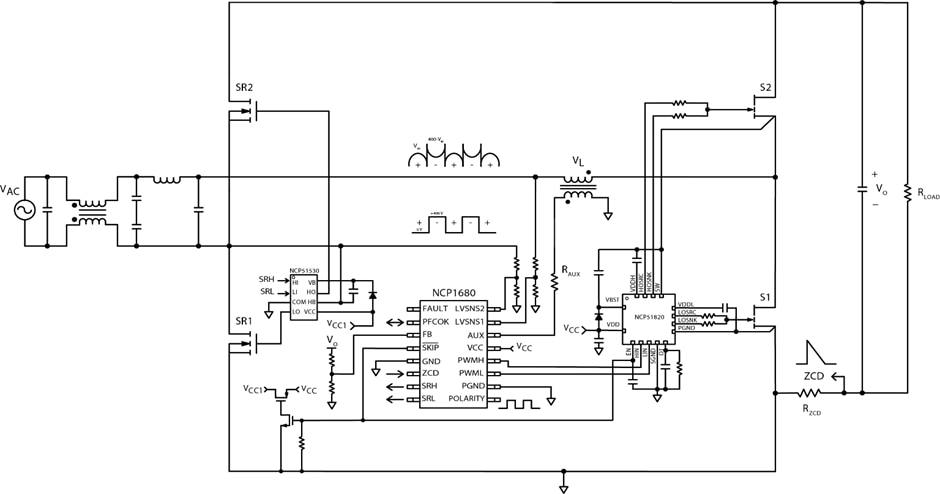 Typical Application Diagram for Totem Pole PFC using NCP1680